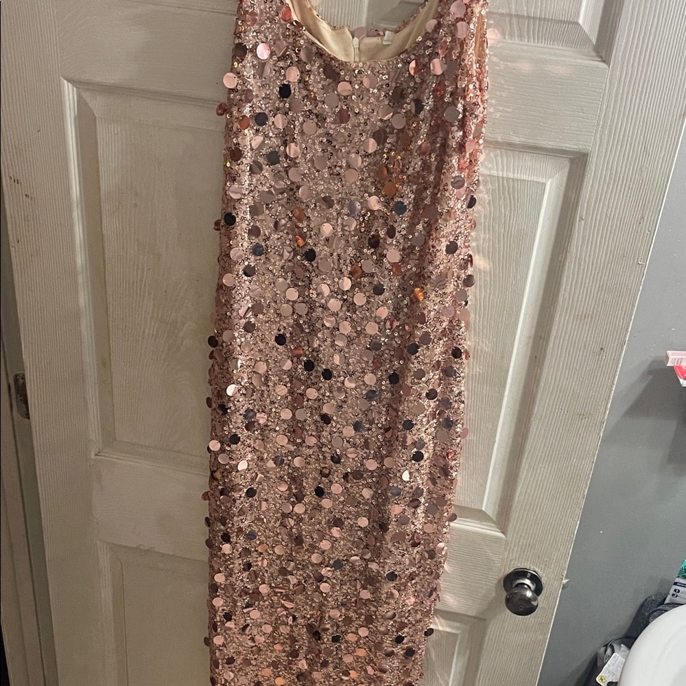 Sequin Sleeveless Dress in Pink and Gold